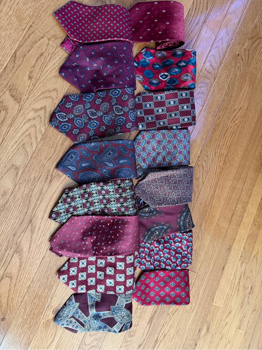Men's Burgundy Patterned Neckties - Assorted Pack
